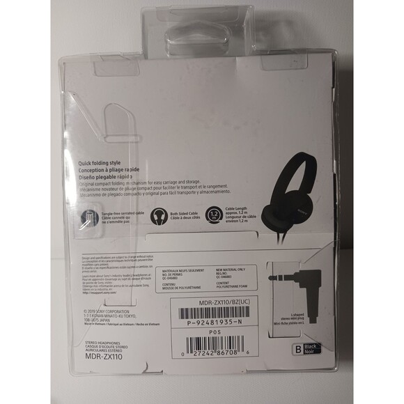 Sony MDR-ZX110AP Stereo Headphones, Black NEW Back to School Office Audio Y2K - Picture 4 of 5